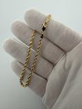 8" 10K Yellow Gold Rope Bracelet 3mm 5.63g
