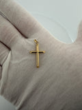 1.25" 14K Yellow Gold Round Cross 2mm Bail .93g
