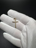 1.25" 14k Yellow Gold Small Round Cross 5.2mm Bail 0.9g