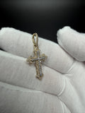 1.25" 10k Yellow Gold 1/2ctw VS/VVS Lab Diamond Budded Cross 6mm Bail 1.7g