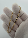 7" 14K Yellow Gold Rope Bracelet 2.5mm 3.42g
