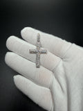 1.75" Silver 1.5ctw VS/VVS Lab Diamond Straight Edge Cross 5.3mm Bail 3.55g