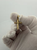 1.25" 14K Yellow Gold Round Cross 4.6mm Bail 1.04g