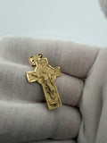1.5" 14k Yellow Gold Risen Christ Resurrection Cross Pendant High Detail 6.2mm Bail 4.15g