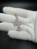 1.75" Silver 1.2ctw VS/VVS Lab Diamond Gothic Cross 6.3mm Bail 4.6g
