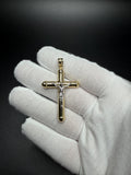 2" 14k Yellow Gold Round Cross & Crucifix 5.2mm Bail 2.8g