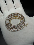 23" Gold Over Silver 1ctw Natural Diamond Tennis Chain 28.6g
