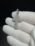 1.75" Silver 2.1ctw VS/VVS Lab Diamond Classic Latin Cross 7.2mm Bail 4.8g