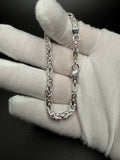 4mm solid 925 sterling silver Byzantine bracelet — held in hand with lobster clasp — Ott Family Jewelry