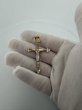 2.5" 14k Yellow Gold Two Tone Diamond Cut Arrow Crucifix 6.1mm Bail 3.9g