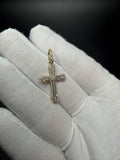 1.25" 10k Yellow Gold .4ctw VS/VVS Lab Diamond Outline Cross 6.1mm Bail 1.93g