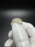 Size 10 Gold over Silver 1.75ctw VS/VVS Lab Diamond 2 Row Ring 6mm 4.3g