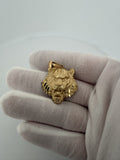 1.5" 14K Yellow Gold Tiger Pendant 7mm Bail 4.9g