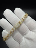 8mm Moissanite Cuban Bracelet, 4.3ctw D VVS1, GRA Certified, Gold Over 925 Silver, 7" (20.9g)