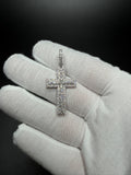1.75" Silver 2.0ctw VS/VVS Lab Diamond Classic Latin Cross 7.5mm Bail 4.1g