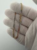 7 inch 2mm tri-color rope bracelet in 14K gold, 2.84g, view 4 - Ott Family Jewelry