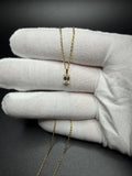 18" Gold over Silver Chain 1/2ct Emerald Lab Diamond Solitaire Pendant 1.5g