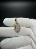 1.25" 10k Yellow Gold 2/3ctw VS/VVS Lab Diamond Hamsa 6.3mm Bail 2.6g