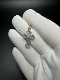 1.5" Silver 1ctw VS/VVS Lab Diamond Gothic Cross 5mm Bail 2.4g