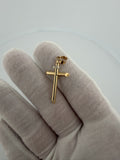 1.5" 14K Yellow Gold Round Cross 5.6mm Bail 1.33g