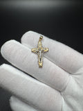 1.25" 14k Gold Two-tone High Detail Fancy Crucifix 3.2mm Bail 1.6g