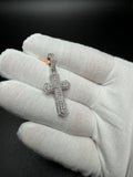 1.75" Silver 1ctw VS/VVS Lab Diamond Beveled Gothic Cross 7mm Bail 3.8g