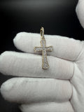 1.5" 10k Yellow Gold 3/4ctw VS/VVS Lab Diamond Flared Cross 6.8mm Bail 1.95g