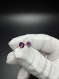 6mm 14k Yellow Gold Amethyst Studs .65g