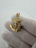 1.5" 14K Yellow Gold Nugget Style Mariner Cross 5.1mm Bail 3.12g