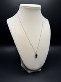 18" Silver Box Chain & 1ctw Lab Sapphire Pendant with Natural Diamond Accents 2.9g