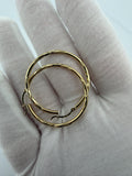 35mm 14K Yellow Gold Fancy Diamond Cut Hoops 1.7g