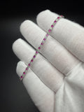 7" 2.2mm lab diamond and ruby alternating tennis bracelet, 1.50ctw, 925 silver, 5.0g – Ott Family Jewelry (5)