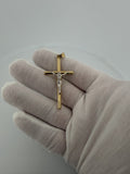 2.25" 14K Two-Tone Crucifix 5mm Bail 2.0g