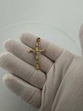 1.75" 14K Two-Tone Crucifix 6mm Bail 1.8g