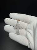 1.75" Silver 1.2ctw VS/VVS Lab Diamond Gothic Cross 6.3mm Bail 4.6g