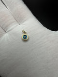 1/2" 14K Yellow Gold Round Evil Eye Pendant 4mm Bail 0.6g
