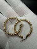 30mm x 3mm 14k Yellow Gold Fancy Hoops 2.4g