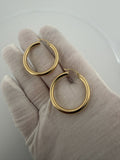 35mm x 4mm hoop earrings in 14K yellow gold, 3.7g, view 5 - Ott Family Jewelry