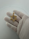 1.75" 14k Yellow Gold Star of David Pendant 7mm Bail 4.8g