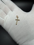 1" 14K Yellow Gold Round Cross 4mm Bail 0.84g