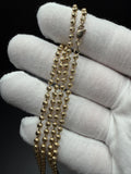 22" 14k Yellow Gold Dia Cut Moon Bead Chain 3mm 14.7g