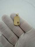 1.25" 14K Yellow Gold Dog Tag with Cross Cutout 3.1mm Bail 1.9g