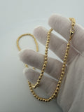 22" 10K Yellow Gold Diamond Cut Moon Bead Chain 4mm 11.0g