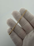 7.5" 14k Yellow Gold Diamond Cut Moon Bead Bracelet 2mm 2.9g