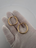 30mm x 3mm hoop earrings in 14K yellow gold, 2.4g, view 5 - Ott Family Jewelry