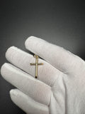 1.25" 14k Yellow Gold Small Round Cross 5.2mm Bail 0.9g