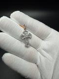 1.5" Silver 1ctw VS/VVS Lab Diamond Gothic Cross 5mm Bail 2.4g