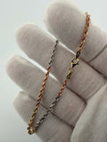 7.5" 14K Tri-Color Gold Rope 2.5mm 3.5g