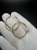35mm 14K Yellow Gold Fancy Thin Hoops 1.7g