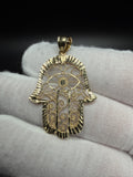 1.75" 14k Yellow Gold Hamsa Pendant 6mm Bail 3.41g